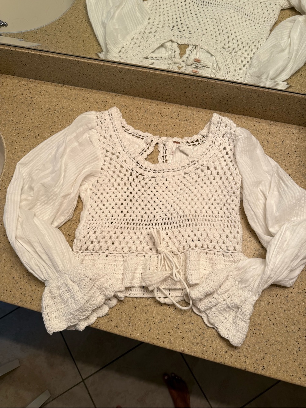 NWOT Free people Megan crochet White Top size XS